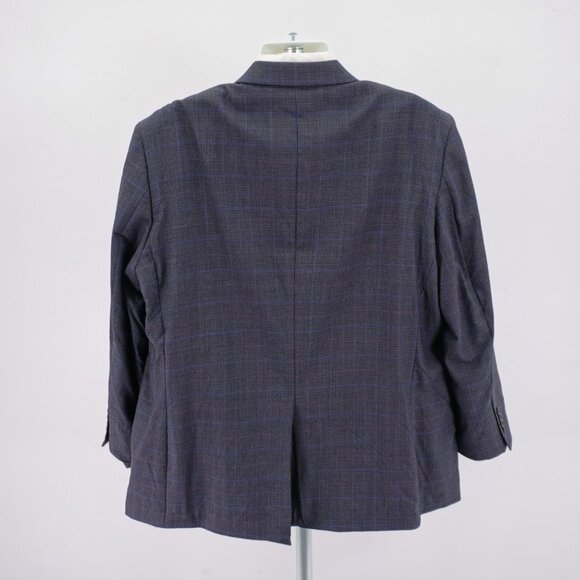 Jos A Bank Regal Fit Wool Gray Black Houndstooth W/ Purple Blue Windowpane 50L‎ - Picture 6 of 13